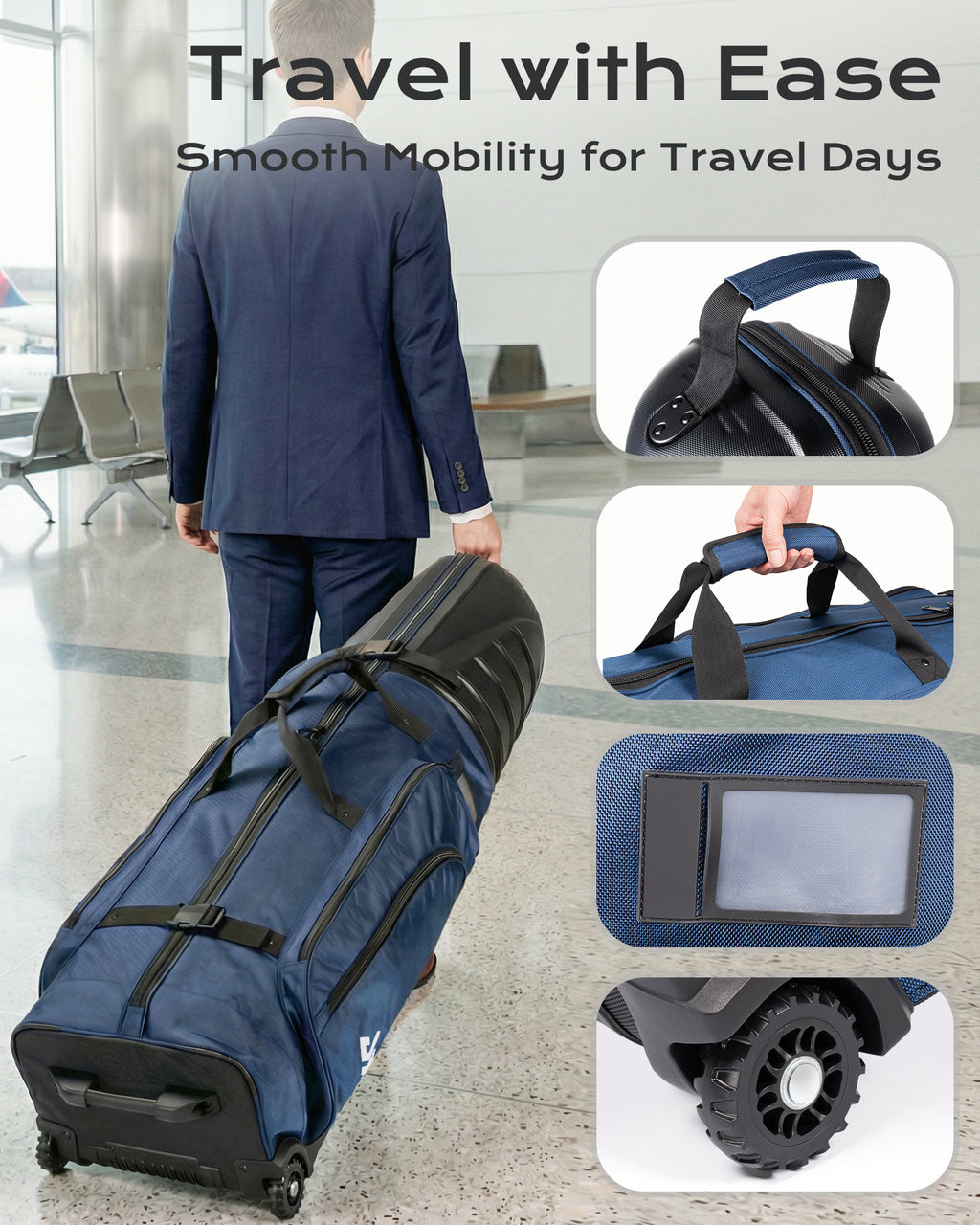 Dragon tiger Origin Travel Golf Bag Cover – Protective Travel Bag for Golf Clubs on the Road,Navy