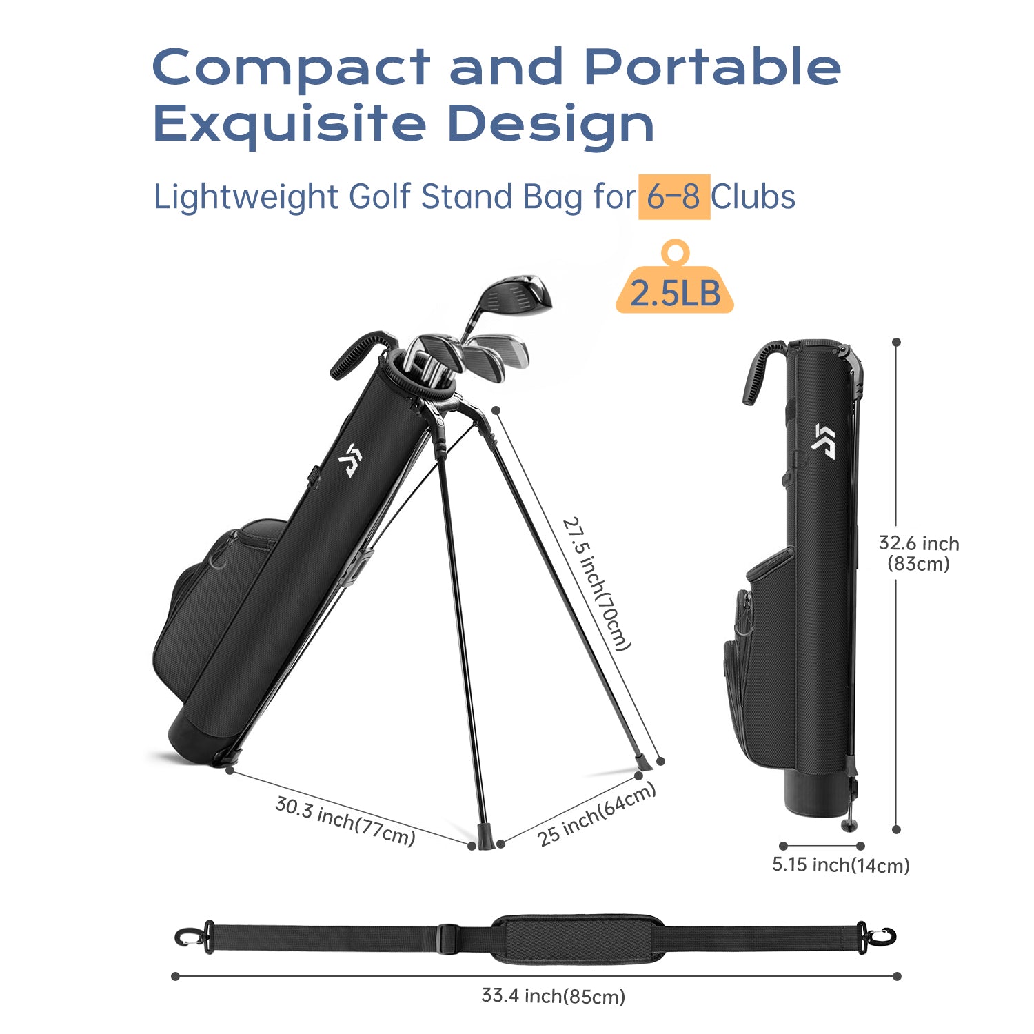 Dragon tiger Origin Mini Sunday Bag – Compact 2-Way Carry Bag for Par 3 & Range Days,Black