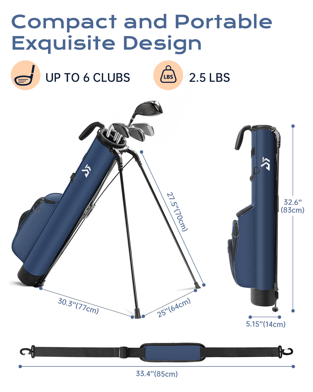 Dragon tiger Origin Mini Sunday Bag – Compact 2-Way Carry Bag for Par 3 & Range Days,Navy