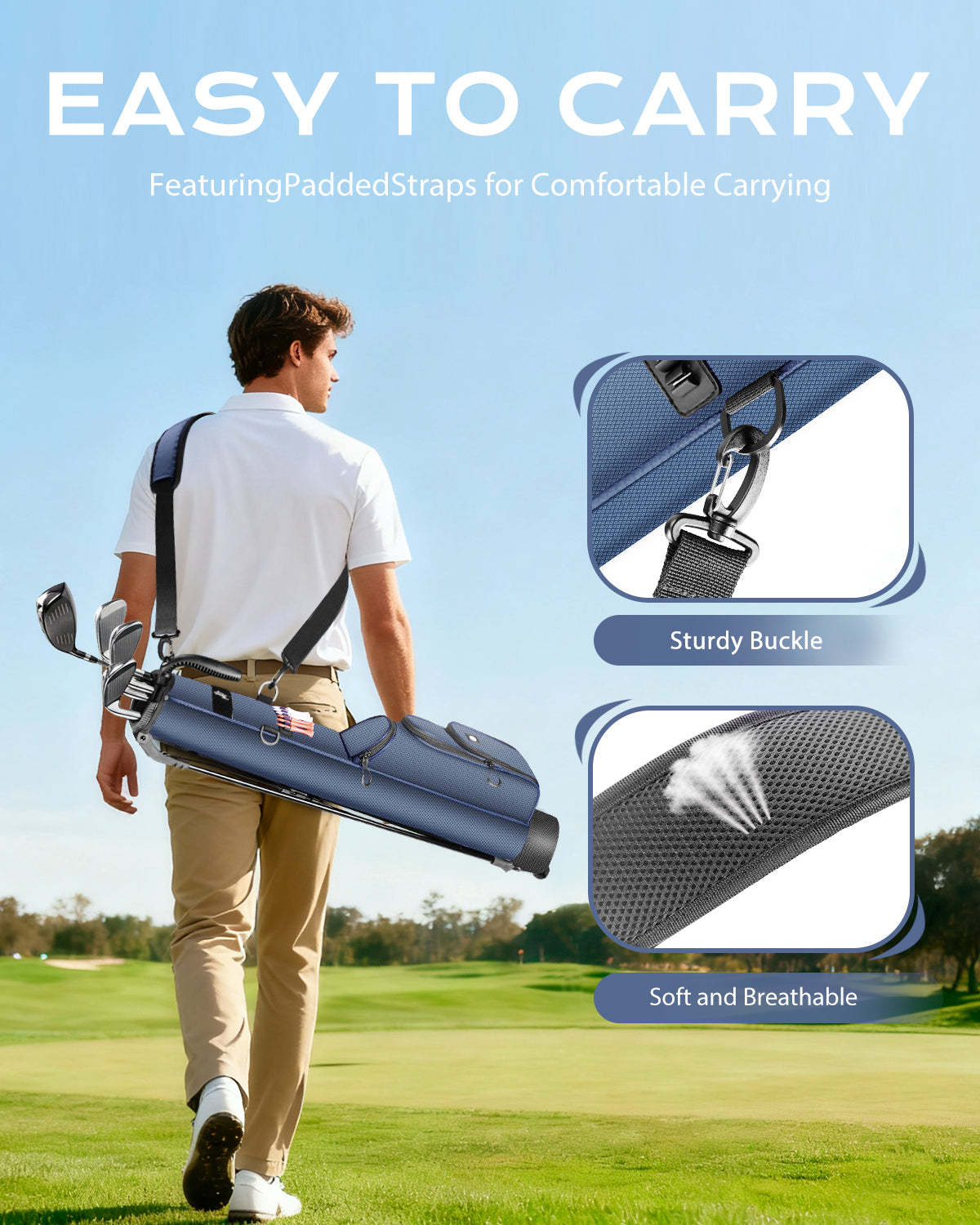 Dragon tiger Origin Mini Sunday Bag – Compact 2-Way Carry Bag for Par 3 & Range Days,Navy
